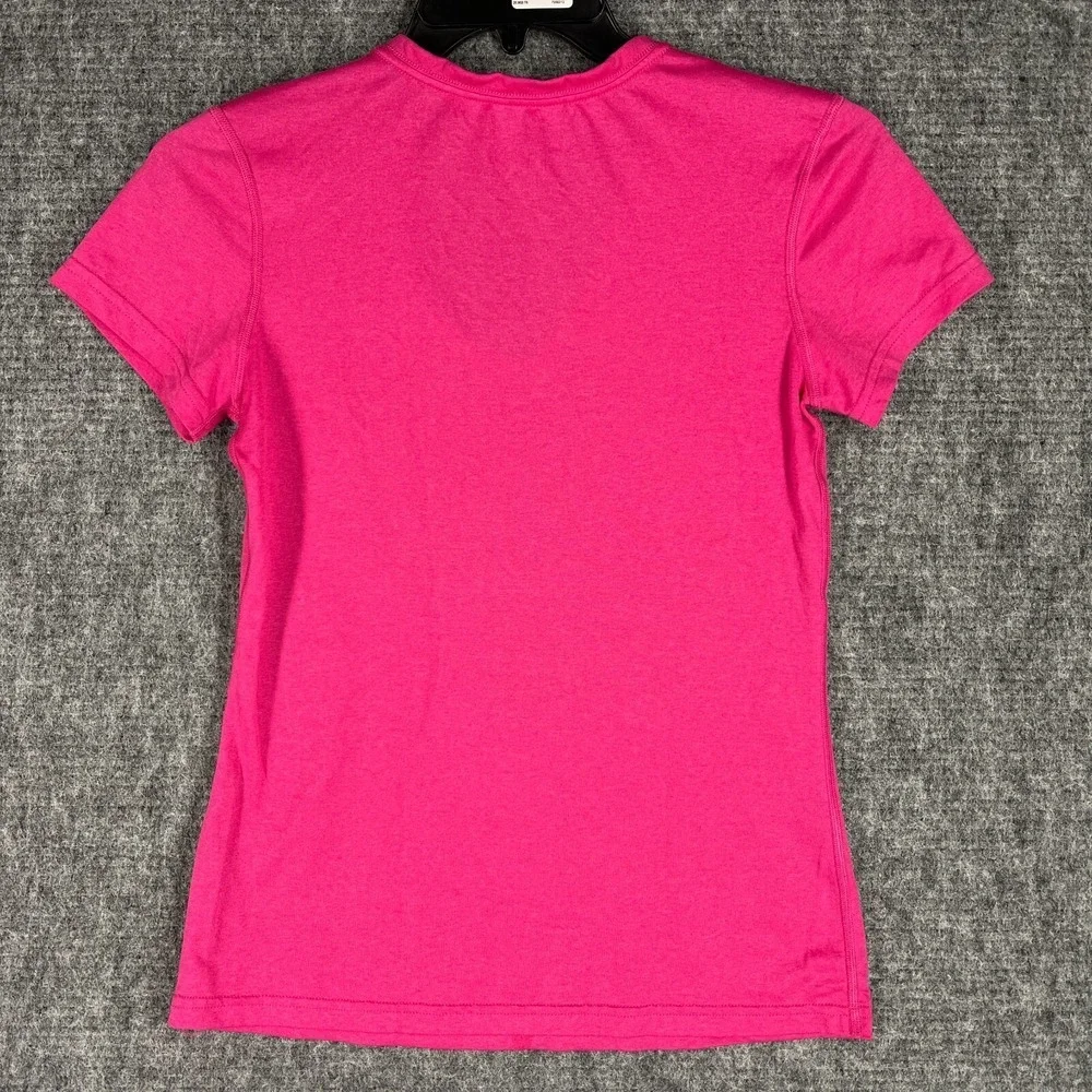 Nike Womens Small Pink‎ Dri FIT Swoosh Short Sleeve Tee Graphic Street Sporty